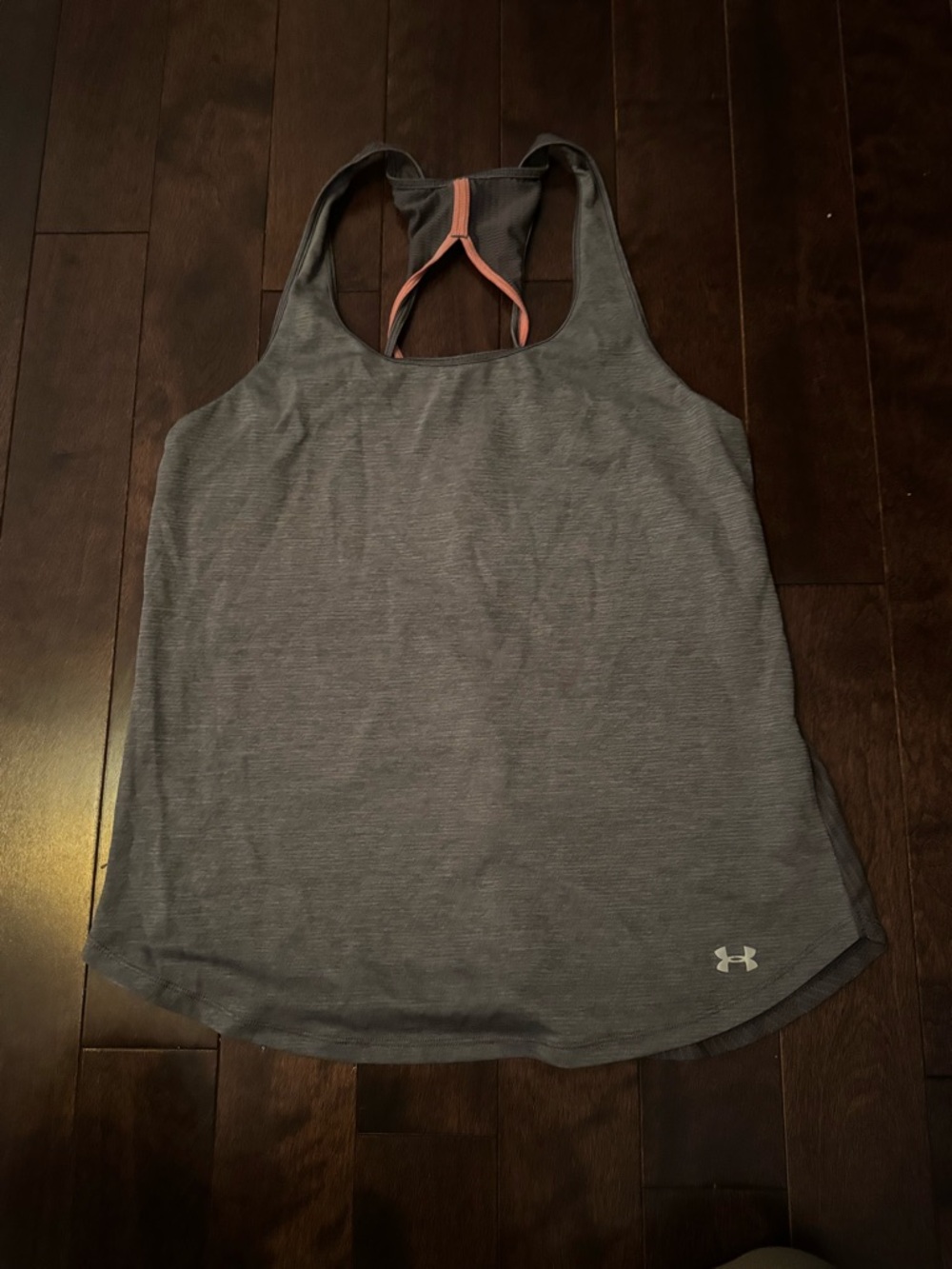 Under Armour Women's Heather Gray Racerback Tank with Pink Trim